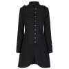 Women Military Style Coat Black Wool Victorian Style Braided Effect Coat
